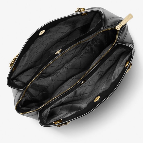 MICHAEL Michael Kors Whitney Black Quilted Gold Chain-Handle Shoulder Tote - Picture 15 of 15